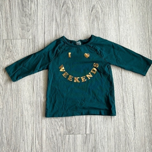 Gymboree "I love Weekends" Graphic Long Sleeve Tee Size S - Picture 1 of 5